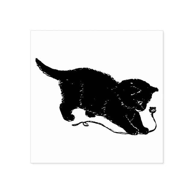 Vintag Black Cat Kitten Gummistempel (Prägung)