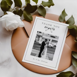 Vintag Black Coquette Bow Foto Flat Wedding Dankeskarte