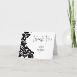 Vintag Black Damask Wedding Vielen Dank Dankeskarte