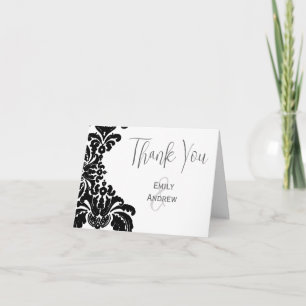 Vintag Black Damask Wedding Vielen Dank Dankeskarte