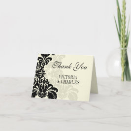 Vintag Black Damask Wedding Vielen Dank Dankeskarte