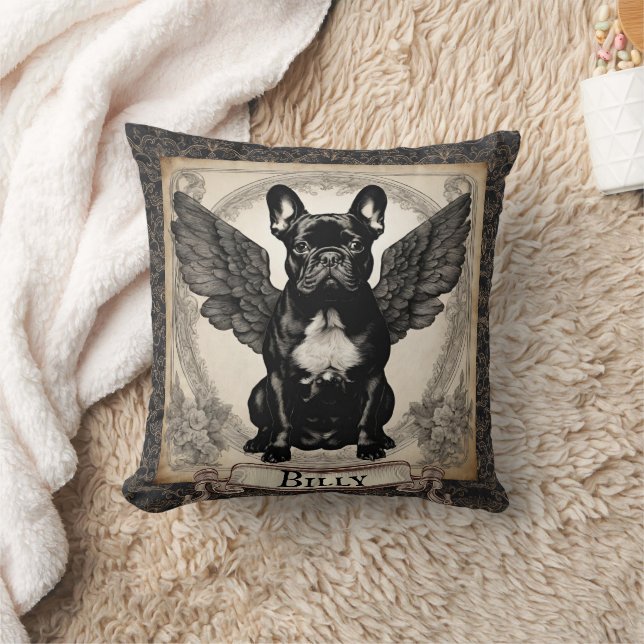 Vintag Black French Bulldog Personalisiert Kissen (Decke)