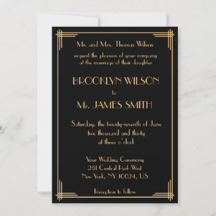 Vintag Black Great Gatsby Art Deco Hochzeit Einladung
