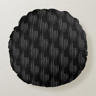 Vintag Black Grunge USA amerikanisches Flaggenmust Rundes Kissen