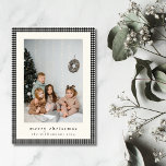Vintag Black Kariert Vertical Foto Weihnachten<br><div class="desc">Vintag Black Gingham Kariert Custom Foto Weihnachts Vertical Holiday Card</div>