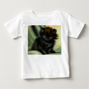 Vintag Black Kitten Illustration Baby T-shirt