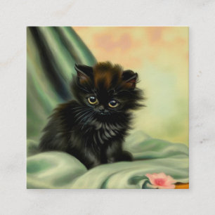 Vintag Black Kitten Illustration Begleitkarte
