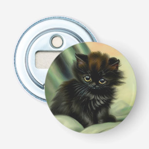 Vintag Black Kitten Illustration Flaschenöffner