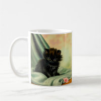Vintag Black Kitten Illustration