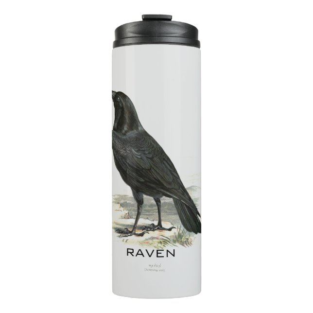 Vintag Black Raven Personalisiert Thermosbecher (Vorderseite)
