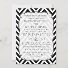 Vintag Black & White Zickzack Hochzeit Einladung