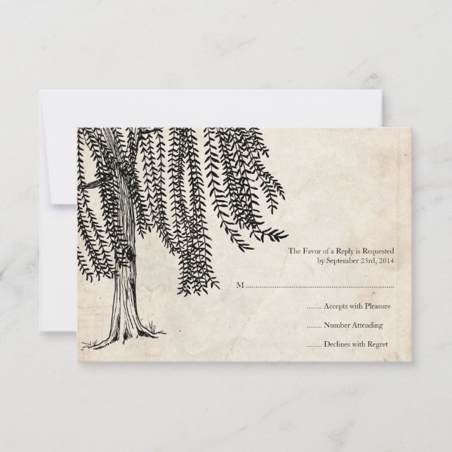 Vintag Black Willow Tree Wedding RSVP (Vorderseite)