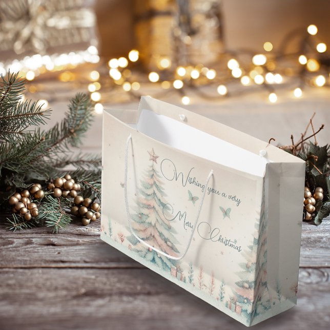Vintag blass Frohe Weihnachten Große Geschenktüte (Vintage pale Merry Christmas Large Gift Bag)
