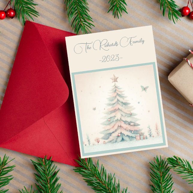 Vintag blass frohe Weihnachten individuell angepas (Vintage pale Merry Christmas personalized greeting Card)