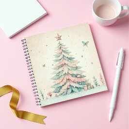 Vintag blass frohe Weihnachts-SpiralNotebook Notizbuch