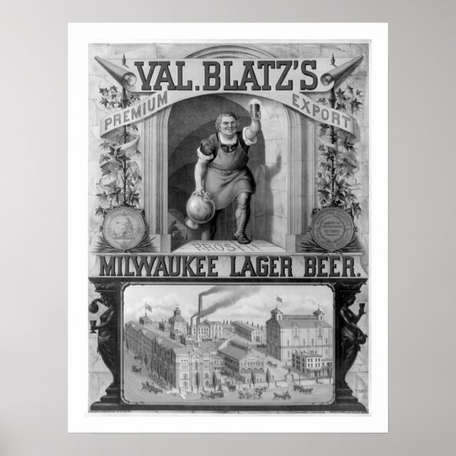 Vintag Blatz's Milwaukee Lager Beer Poster (Vorne)