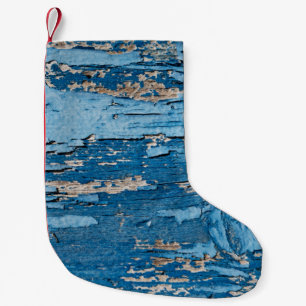 Vintag Blau: Alte Holzstruktur Kleiner Weihnachtsstrumpf