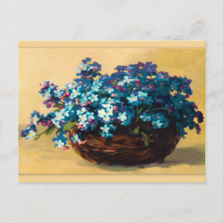 Vintag Blau Blumen Postkarte