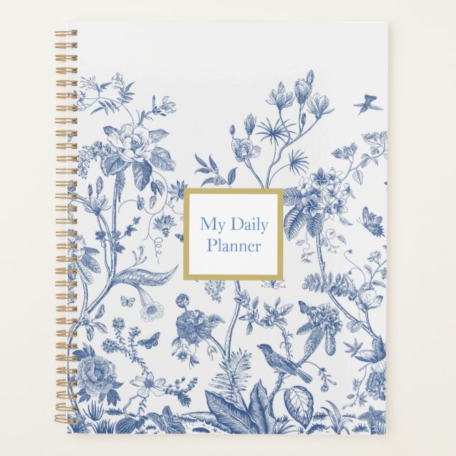 Vintag Blau und Weiß Chinoiserie Notebook Planer (Vorderseite)
