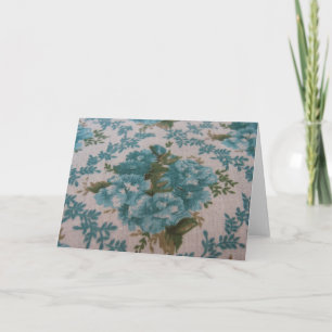 Vintag Blauer Blumenstoff Karte