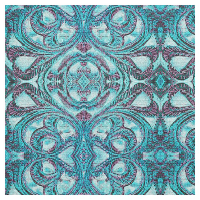 Vintag Blauer Blütenwirbel Stoff (Muster)