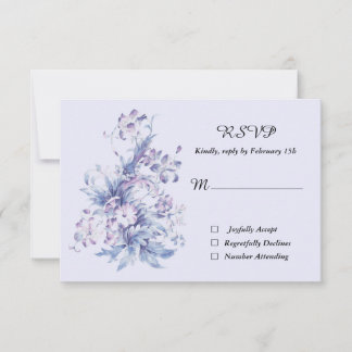 Vintag. Blauer und lila Blume RSVP-Karte RSVP Karte