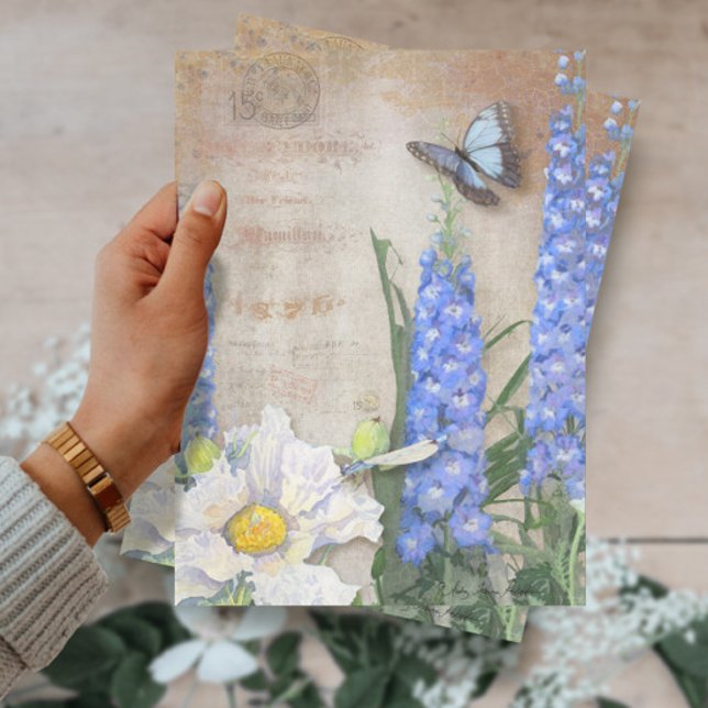 Vintag-Blauer-Weiß-Schmetterling-Dragonfly Seidenpapier (Von Creator hochgeladen)