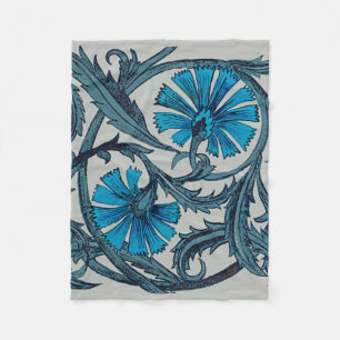 Vintag-blaues antikes Grafikdesign der Blume Fleecedecke