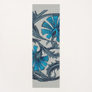 Vintag-blaues antikes Grafikdesign der Blume Yogamatte