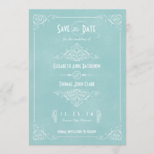 Vintag Blue Art Deco Save the Date