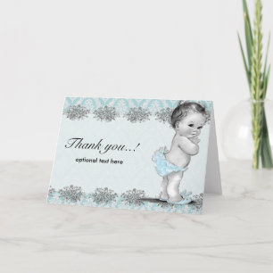 Vintag Blue Baby Dusche Dankeschön Karte