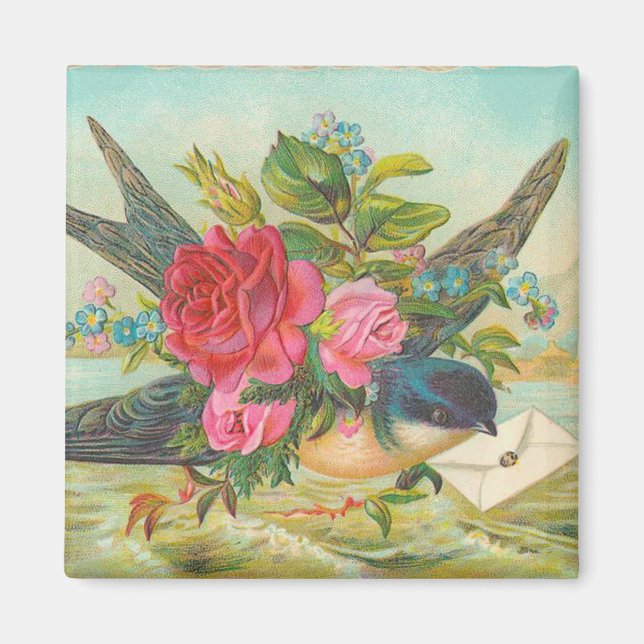 Vintag Blue Bird Magnet (Vorne)