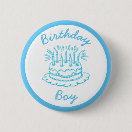 Vintag Blue Birthday Cake Button