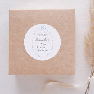 Vintag Blue Bow Boy Baby Dusche Runder Aufkleber