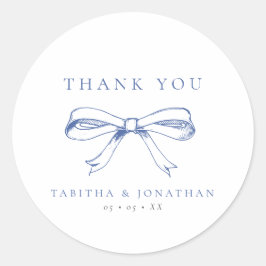 Vintag Blue Bow Wedding Danke Runder Aufkleber