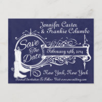 Vintag Blue Chalkboard Cowboy Save the Date