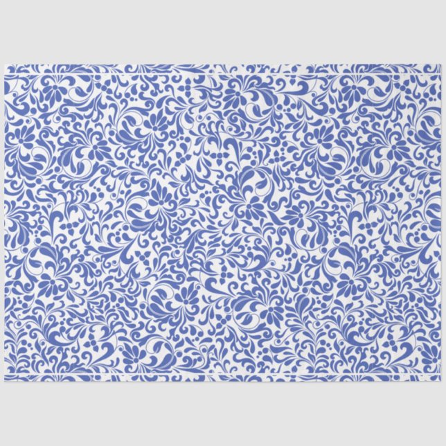 Vintag Blue Chinoiserie Dekoupage Seidenpapier (Vorderseite)