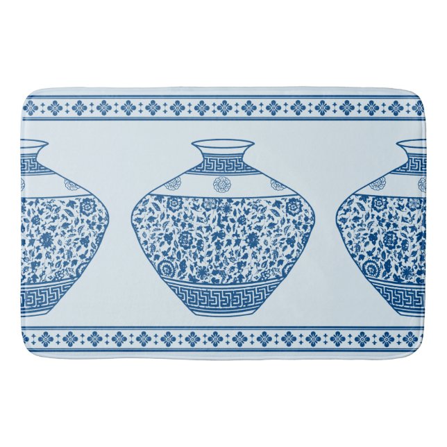 Vintag Blue Chinoiserie Ginger Jars Vases Badematte (Vorderseite)