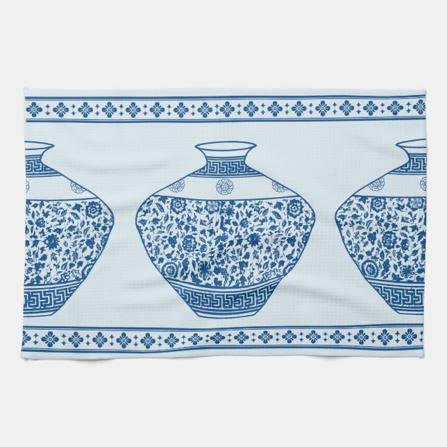 Vintag Blue Chinoiserie Ginger Jars Vases Geschirrtuch (Horizontal)