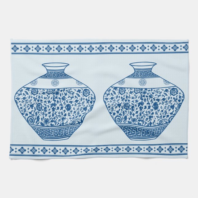 Vintag Blue Chinoiserie Ginger Jars Vases Geschirrtuch (Horizontal)