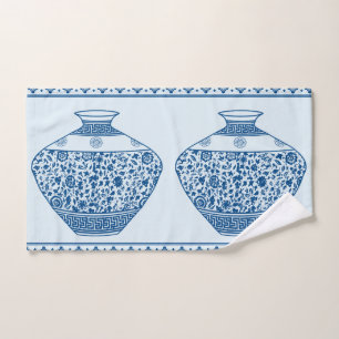 Vintag Blue Chinoiserie Ginger Jars Vases Handtuch