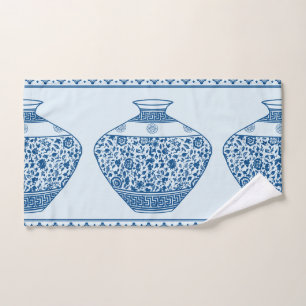 Vintag Blue Chinoiserie Ginger Jars Vases Handtuch