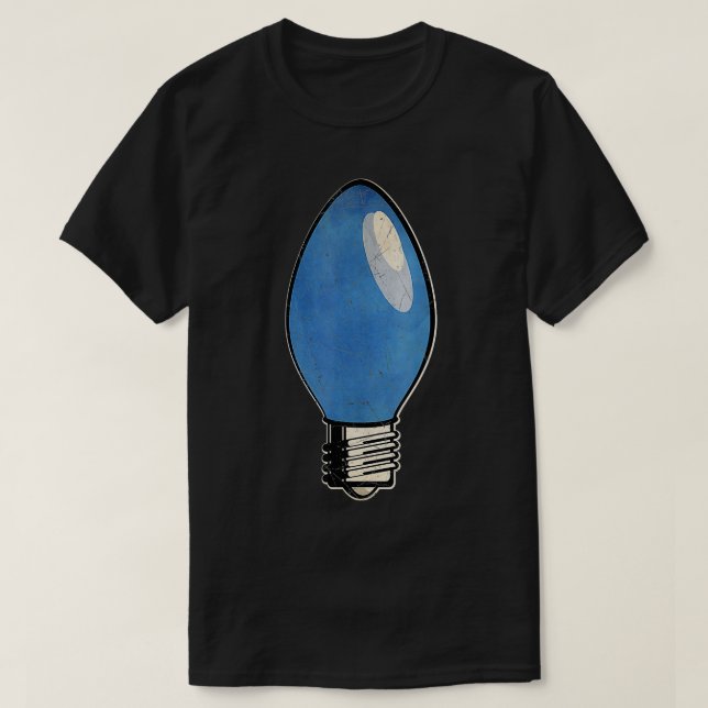 Vintag Blue Christmas Tree Light Bulb T-Shirt (Design vorne)