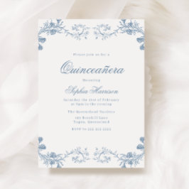Vintag Blue Classic Elegante Quinceanera Einladung