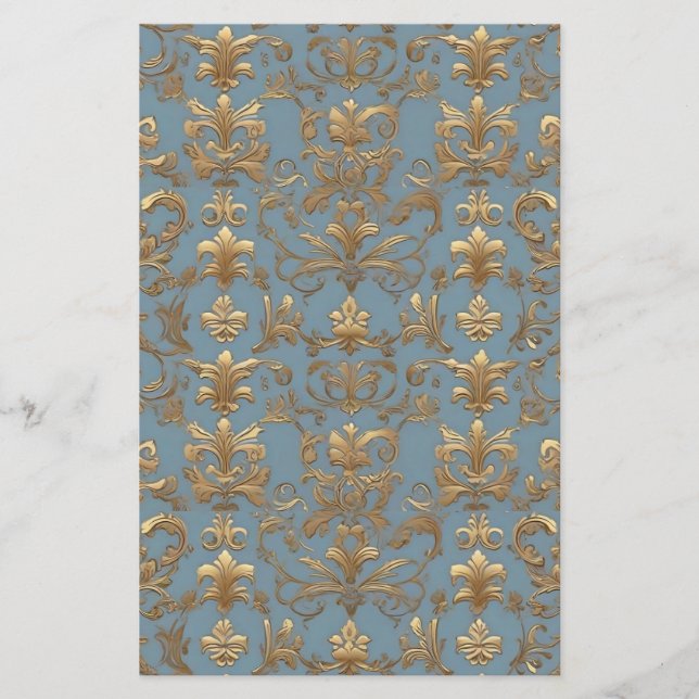 Vintag Blue Damask Paris Chic (Vorderseite)