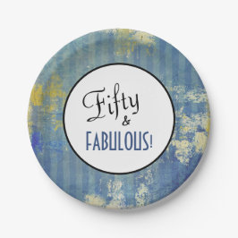 Vintag Blue Denim Fifty & FABULOUS Geburtstag Pappteller