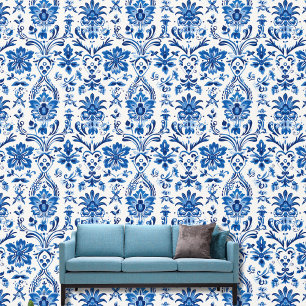 Vintag Blue Dutch Keramik Delft Tile Patterns Tapete