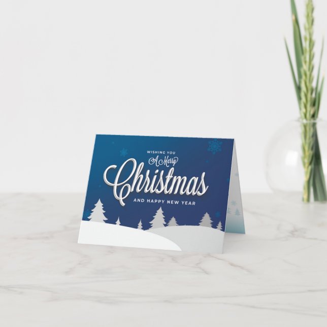 Vintag Blue Faltening Weihnachtskarte Karte (Vorderseite)