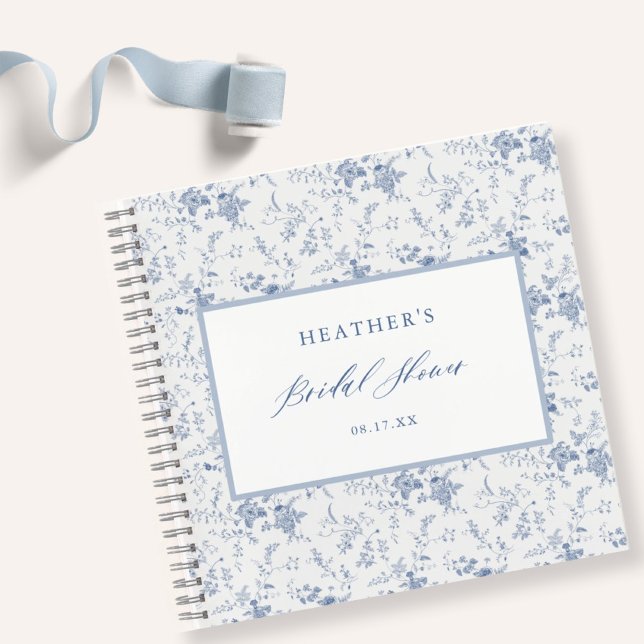 Vintag Blue Floral Brautparty Guestbook Notizbuch (Von Creator hochgeladen)