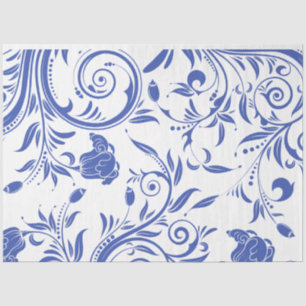 Vintag Blue Floral Decoupage Seidenpapier